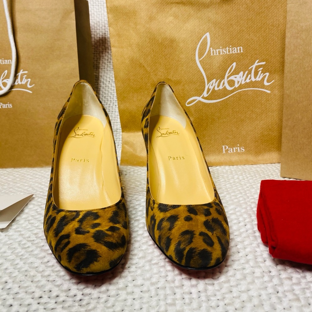Christian Louboutin leopard suede heels